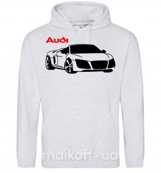 Мужская толстовка (худи) Audi car and logo Серый меланж фото