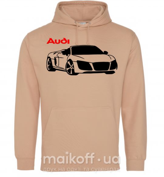 Мужская толстовка (худи) Audi car and logo Песочный фото