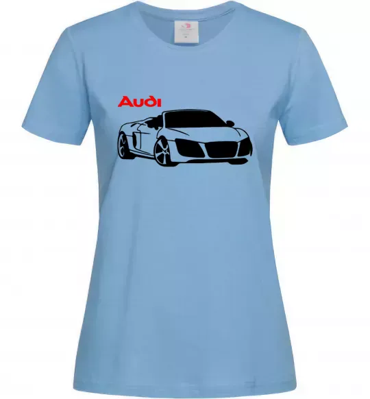 Женская футболка Audi car and logo Голубой фото