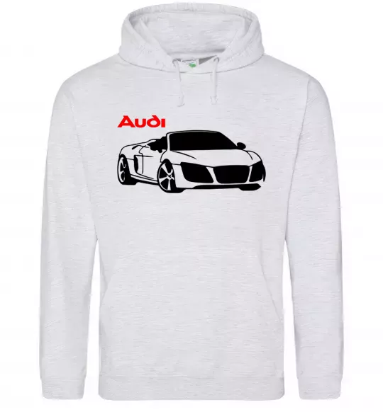 Мужская толстовка (худи) Audi car and logo Серый меланж фото