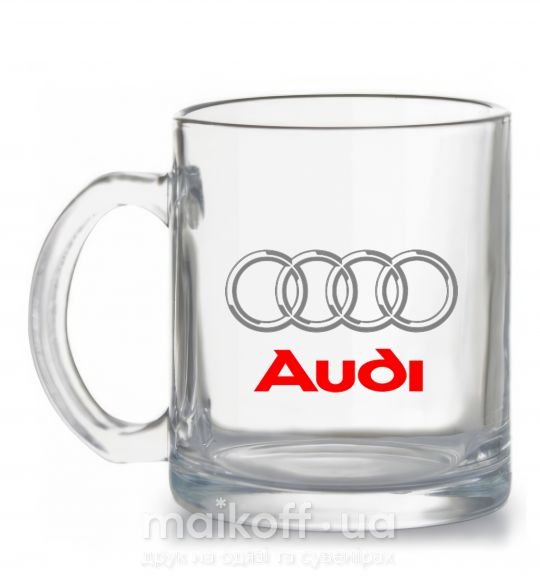 Чашка стеклянная Audi logo gray Прозрачный фото