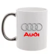 Чашка с цветной ручкой Audi logo gray Серебро Чашка с цветной ручкой Audi logo gray Серебро фото