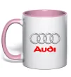 Чашка с цветной ручкой Audi logo gray Нежно розовый Чашка с цветной ручкой Audi logo gray Нежно розовый фото