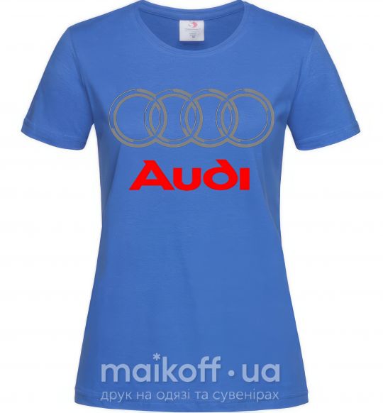 Женская футболка Audi logo gray Ярко-синий фото