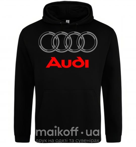 Мужская толстовка (худи) Audi logo gray Черный фото