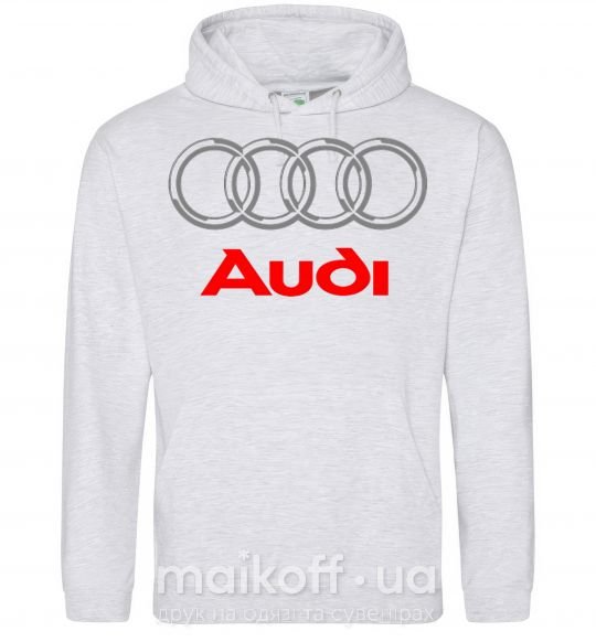 Мужская толстовка (худи) Audi logo gray Серый меланж фото