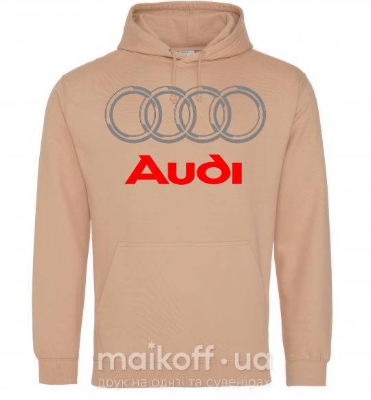 Мужская толстовка (худи) Audi logo gray Песочный фото