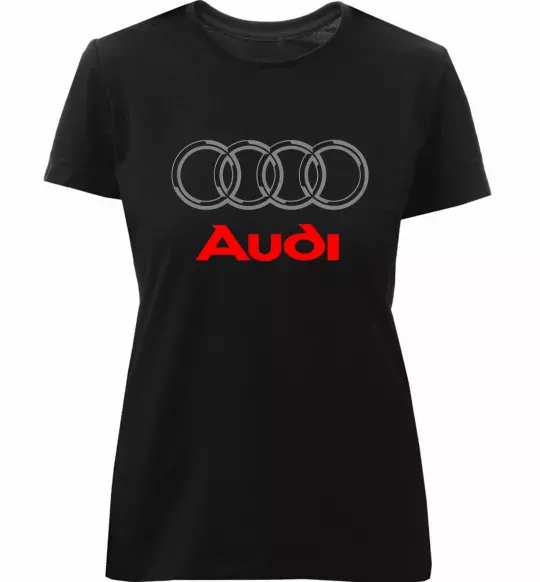 Женская премиум футболка Audi logo gray Черный фото