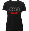 Женская премиум футболка Audi logo gray Черный фото