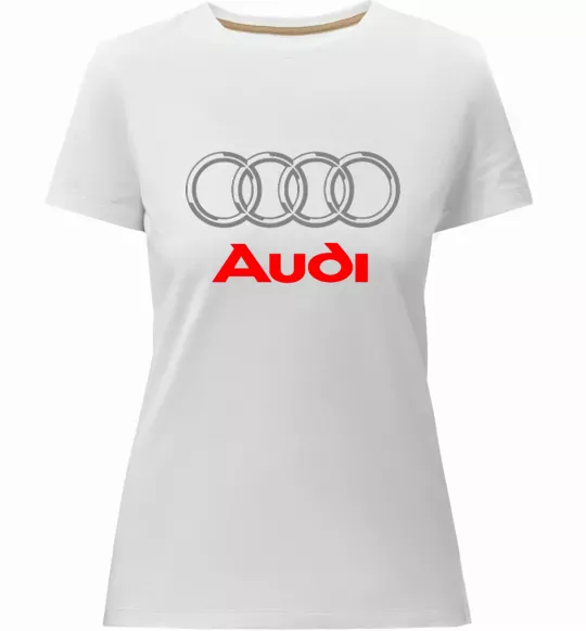 Женская премиум футболка Audi logo gray Белый фото