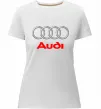 Женская премиум футболка Audi logo gray Белый фото