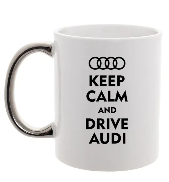 Чашка с цветной ручкой Drive audi Серебро фото
