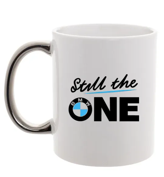 Чашка з кольоровою ручкою The one Срібло фото