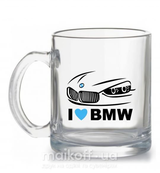 Чашка скляна Love bmw Прозорий фото