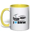 Чашка с цветной ручкой Love bmw Солнечно желтый фото