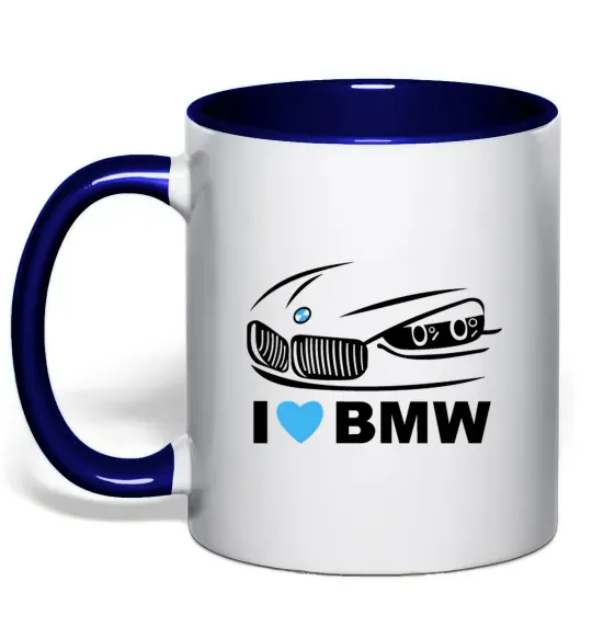 Чашка с цветной ручкой Love bmw Глубокий темно-синий фото