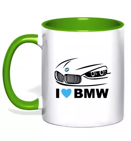 Чашка с цветной ручкой Love bmw Зеленый фото
