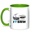 Чашка с цветной ручкой Love bmw Зеленый фото