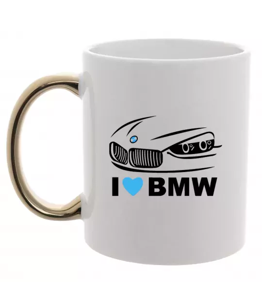Чашка с цветной ручкой Love bmw Золото фото