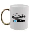 Чашка с цветной ручкой Love bmw Золото фото