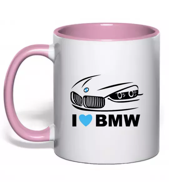 Чашка с цветной ручкой Love bmw Нежно розовый фото