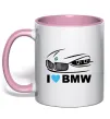 Чашка с цветной ручкой Love bmw Нежно розовый фото