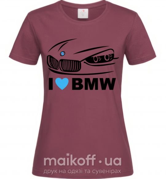 Жіноча футболка Love bmw Бордовий фото