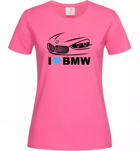 Жіноча футболка Love bmw Яскраво-рожевий фото