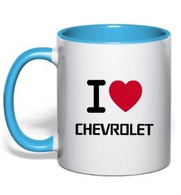 Чашка з кольоровою ручкою I love chevrolet