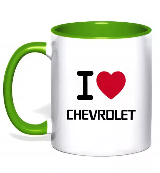 Чашка з кольоровою ручкою I love chevrolet Зелений фото