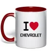 Чашка з кольоровою ручкою I love chevrolet Червоний фото