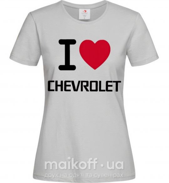 Женская футболка I love chevrolet Серый фото