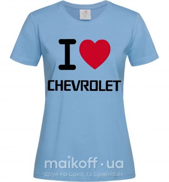 Женская футболка I love chevrolet Голубой фото