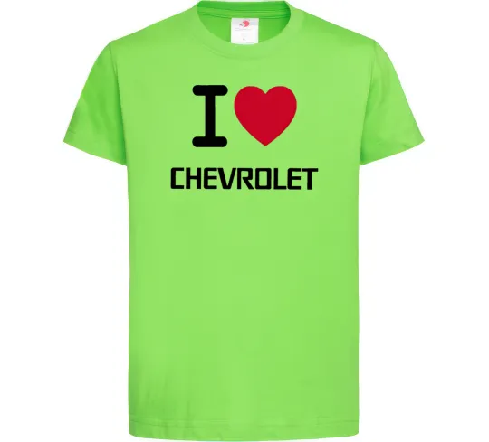Дитяча футболка I love chevrolet Лаймовий фото