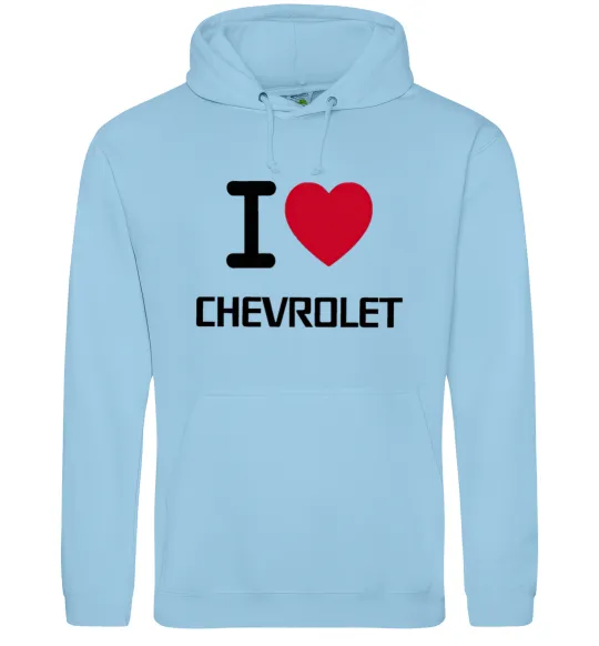 Мужская толстовка (худи) I love chevrolet Голубой фото