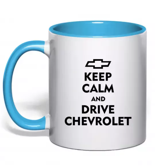 Чашка з кольоровою ручкою Drive chevrolet Блакитний фото