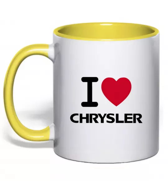 Чашка з кольоровою ручкою I love chrysler Сонячно жовтий фото