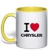 Чашка с цветной ручкой I love chrysler Лимонный фото