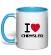 Чашка з кольоровою ручкою I love chrysler Блакитний Чашка з кольоровою ручкою I love chrysler Блакитний фото