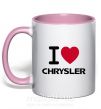 Чашка з кольоровою ручкою I love chrysler Ніжно рожевий фото