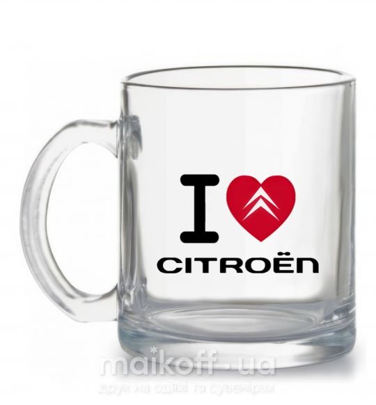 Чашка стеклянная I love citroen Прозрачный фото