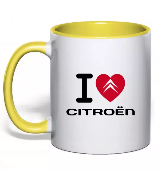 Чашка з кольоровою ручкою I love citroen Сонячно жовтий фото