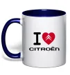 Чашка з кольоровою ручкою I love citroen Глибокий темно-синій фото