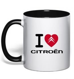 Чашка з кольоровою ручкою I love citroen