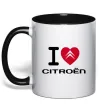 Чашка з кольоровою ручкою I love citroen Чорний фото