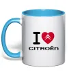 Чашка з кольоровою ручкою I love citroen Блакитний фото