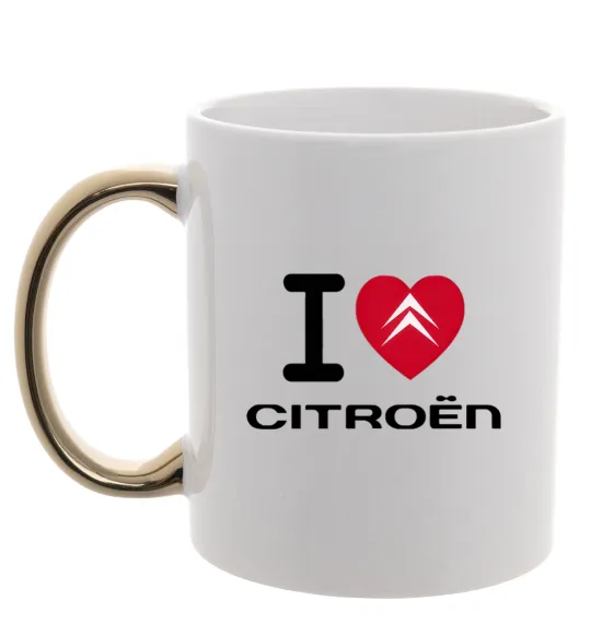 Чашка з кольоровою ручкою I love citroen Золото фото