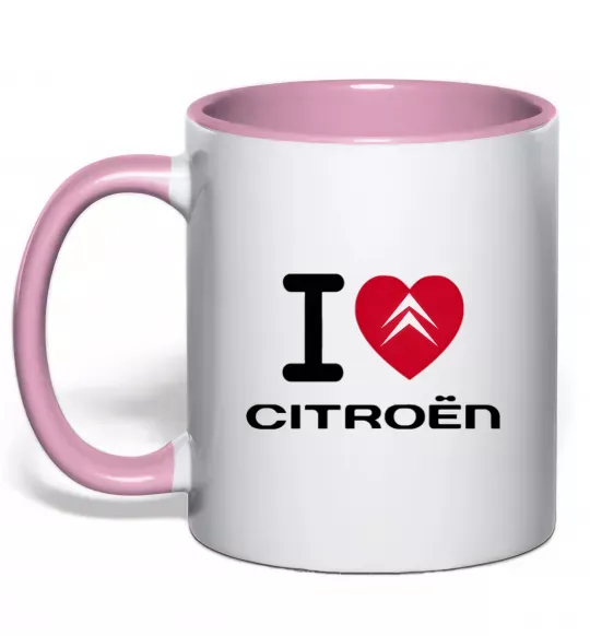 Чашка з кольоровою ручкою I love citroen Ніжно рожевий фото