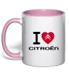 Чашка з кольоровою ручкою I love citroen Ніжно рожевий фото