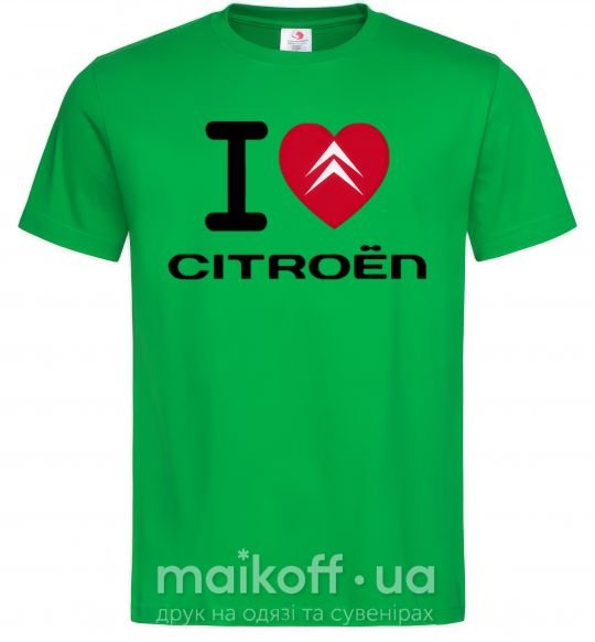 Мужская футболка I love citroen Зеленый фото